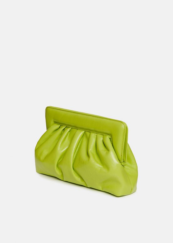 Green faux leather pouch