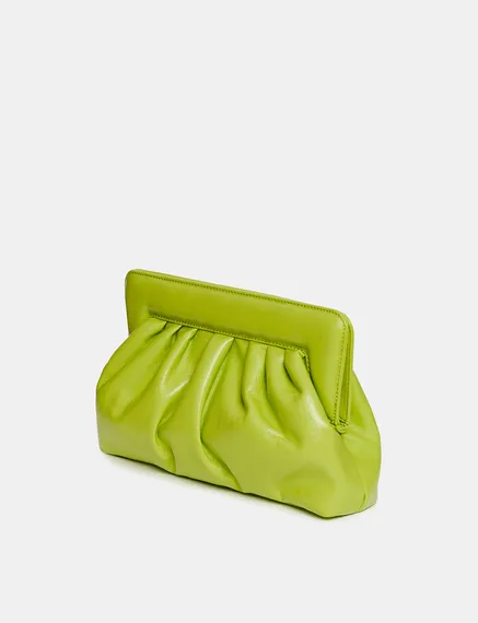 Pochette en faux cuir vert