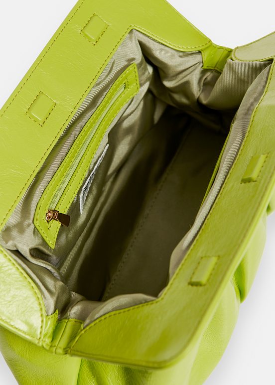 Green faux leather pouch