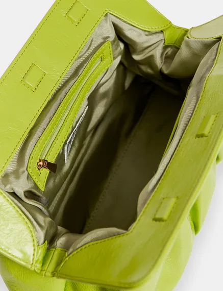 Green faux leather pouch