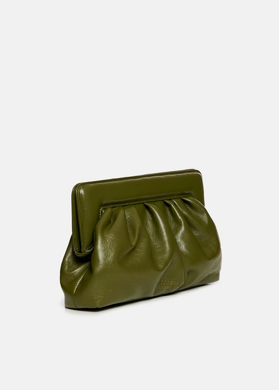 Khaki faux leather pouch