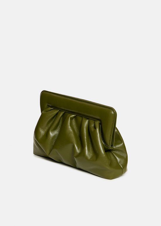 Khaki faux leather pouch