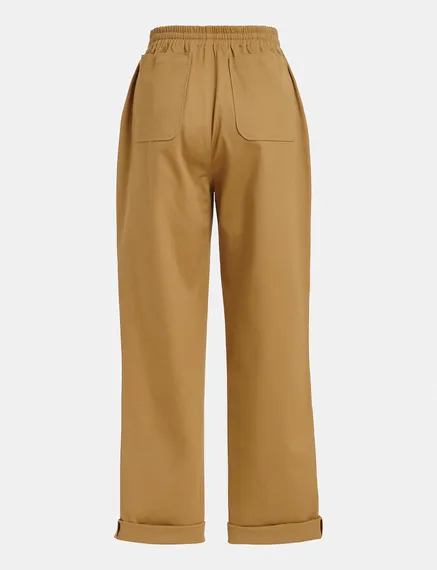 Camel broek met taps toelopende pijpen