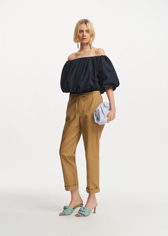 Camel tapered-leg pants