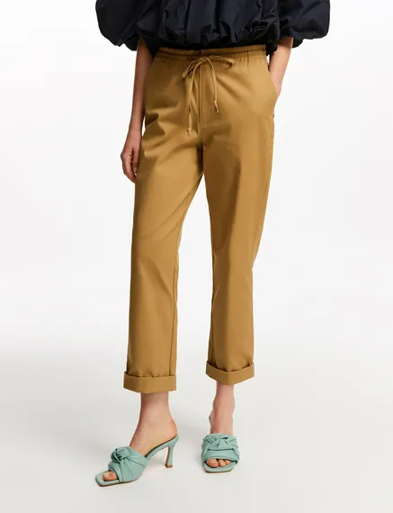 Camel tapered-leg pants