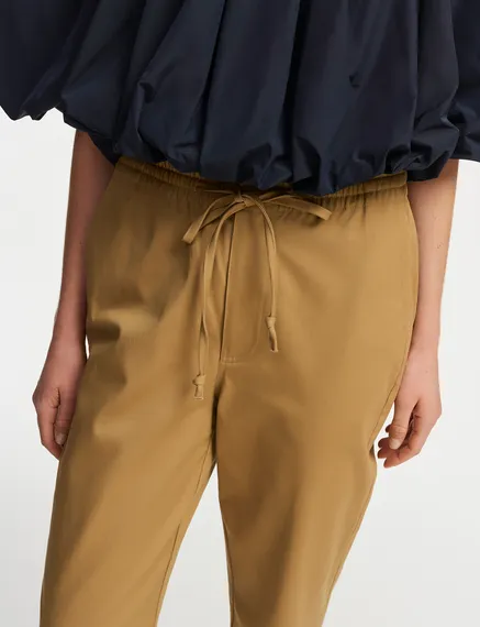 Camel tapered-leg pants