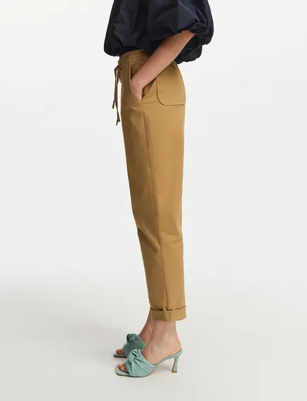 Camel tapered-leg pants