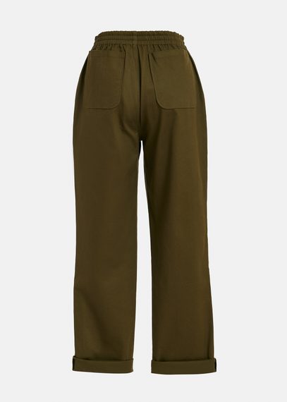 Dark khaki tapered-leg pants