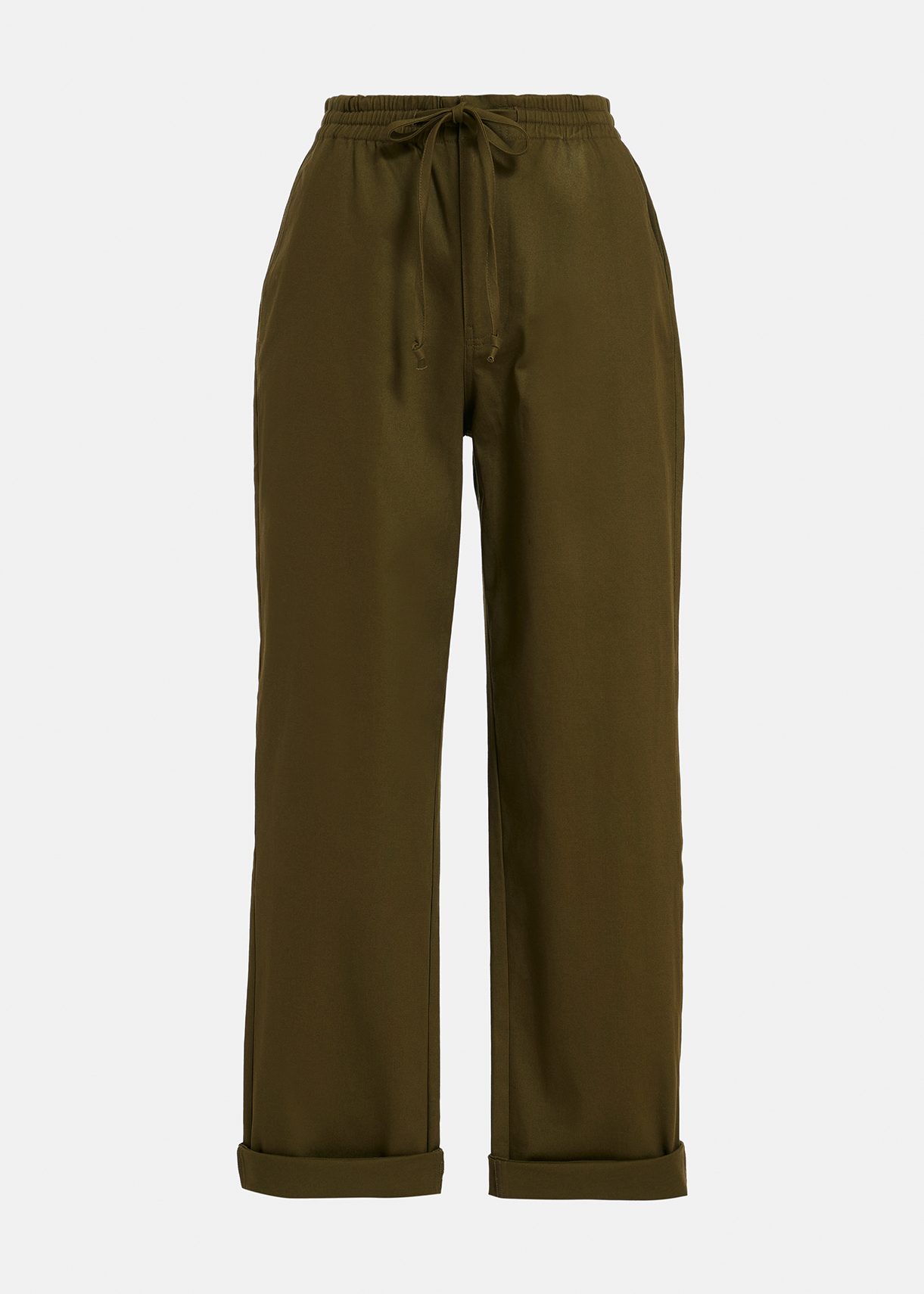 Dark khaki tapered-leg pants