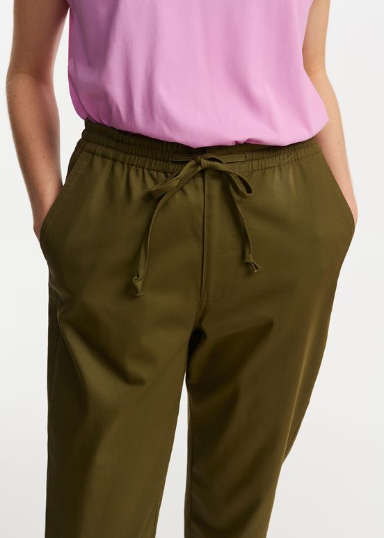 Dark khaki tapered-leg pants