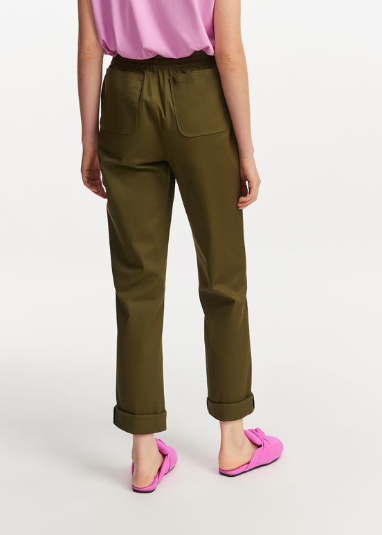 Dark khaki tapered-leg pants