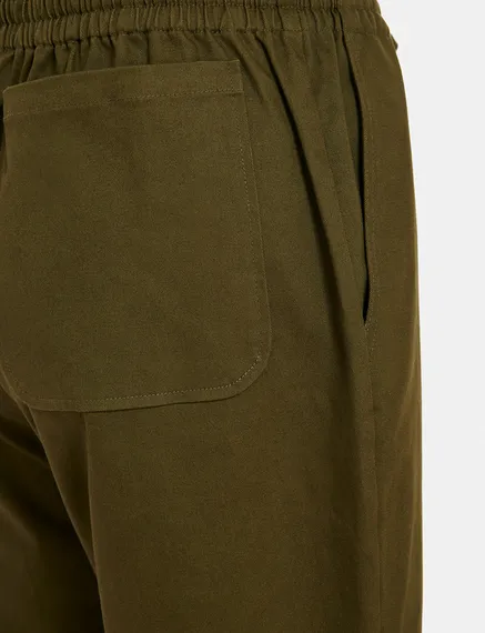 Dark khaki tapered-leg pants