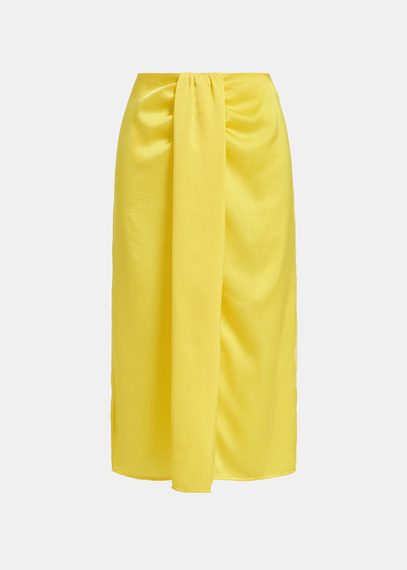 Yellow gathered midi skirt