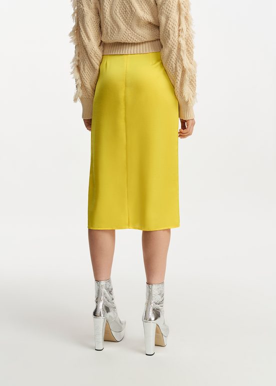 Yellow gathered midi skirt