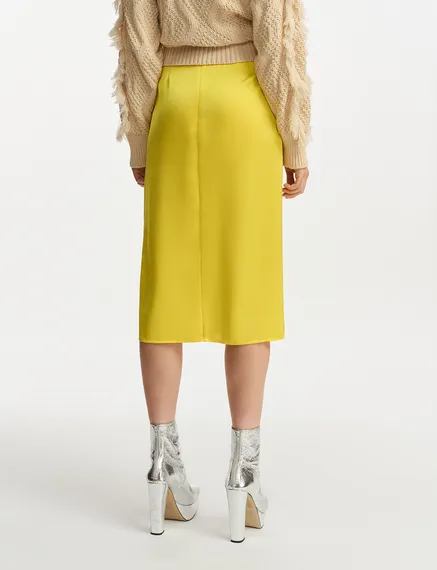 Yellow gathered midi skirt