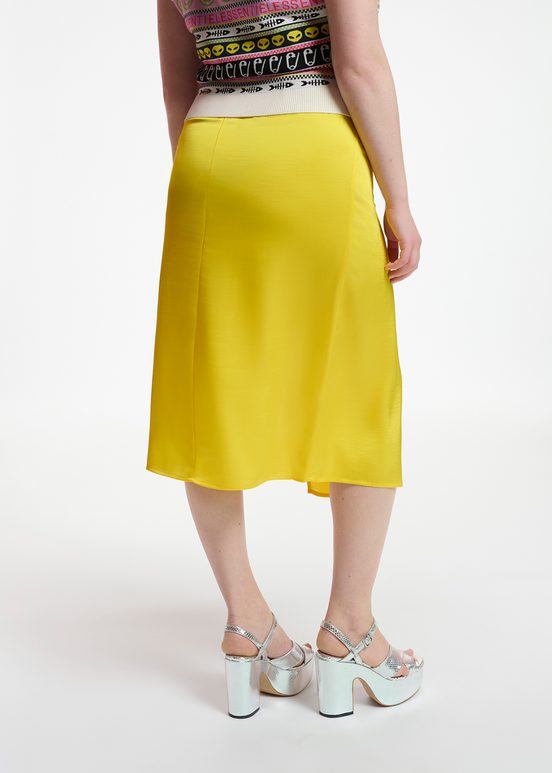 Yellow gathered midi skirt