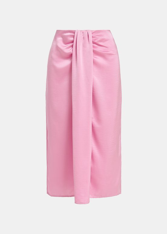 Pink gathered midi skirt