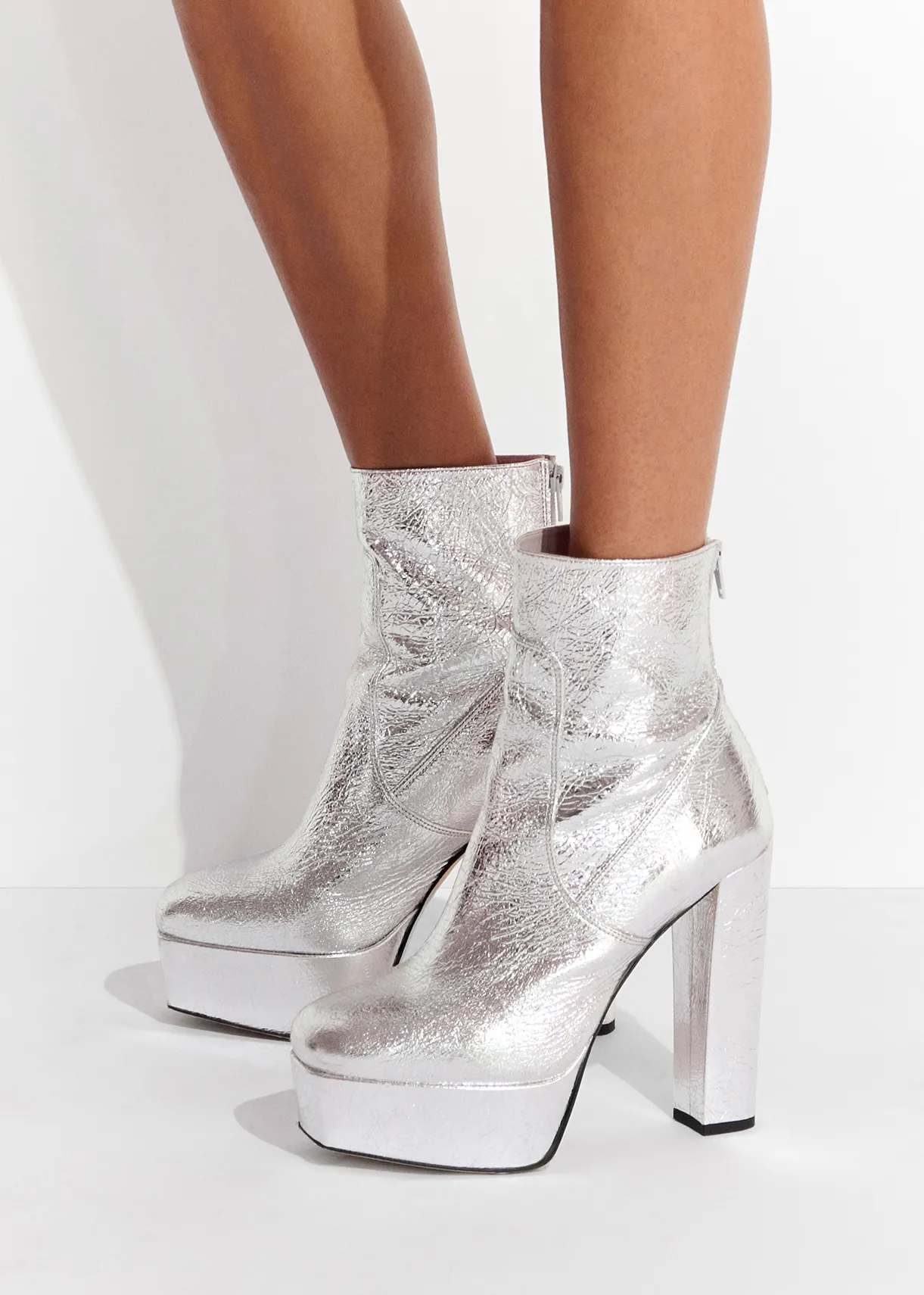 metallic platform boots