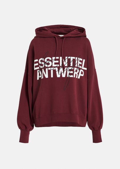 Burgundy organic cotton-jersey hoodie with logo print