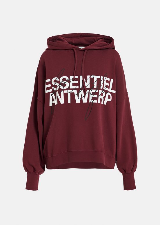 Hoody en jersey bio bordeaux avec logo