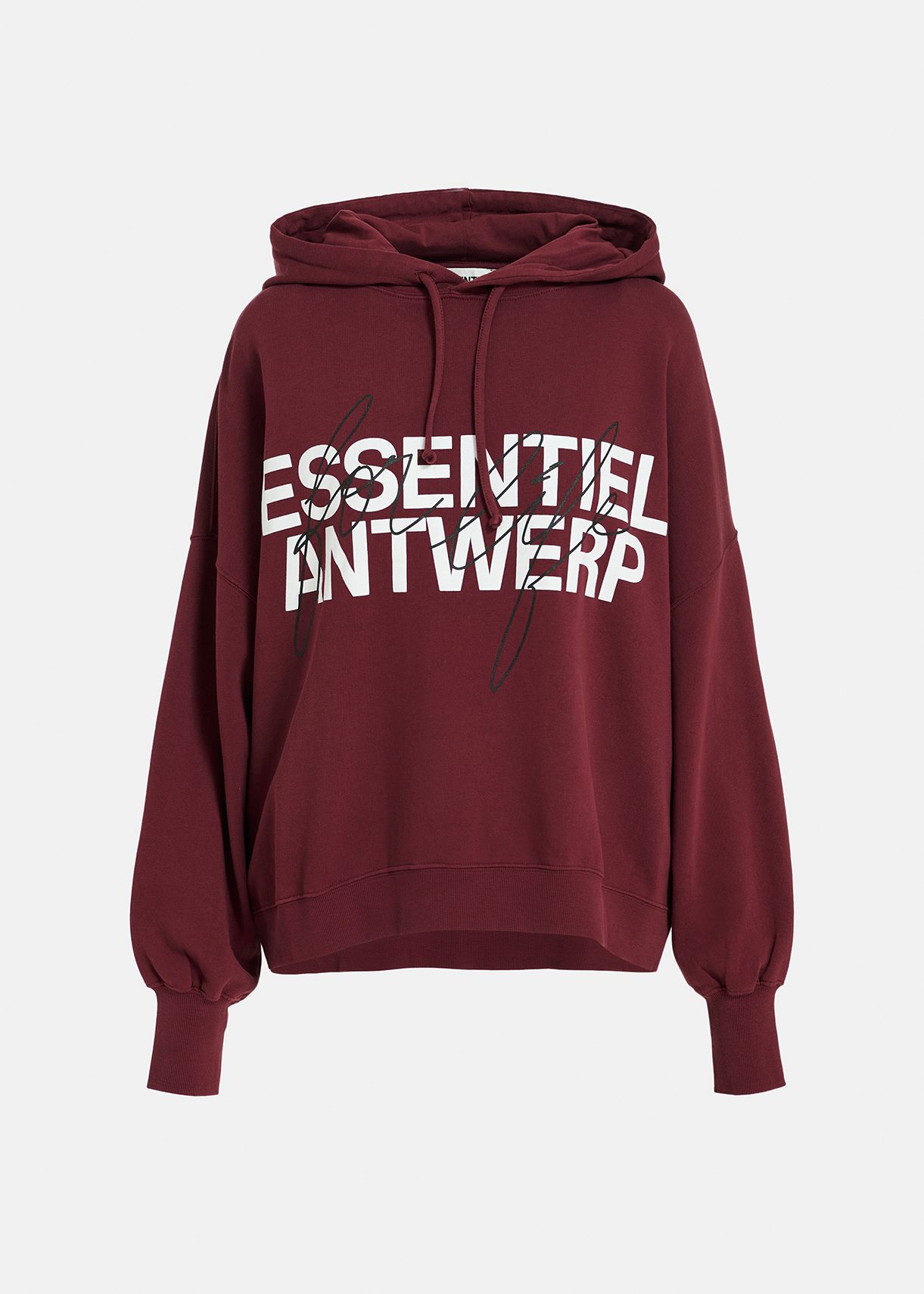 Burgundy organic cotton-jersey hoodie with logo print