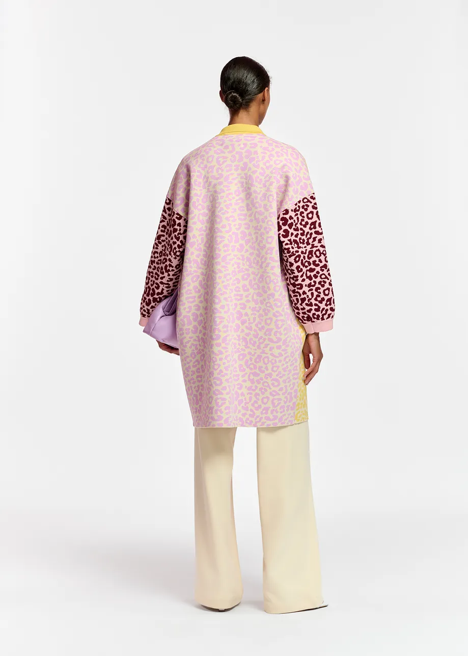 Multicolor jacquard-knitted coat