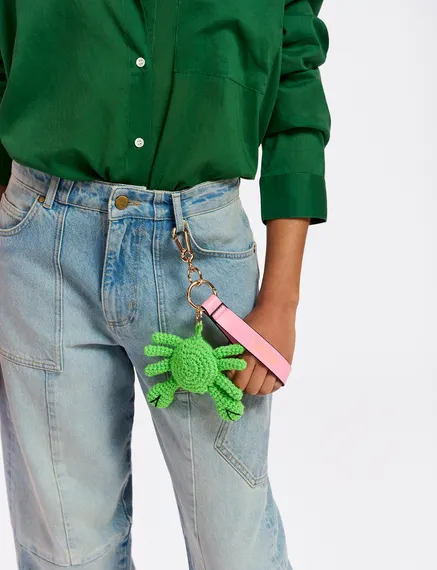 Green and pink crab-shaped keyhanger