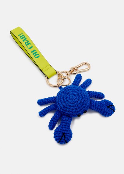 Dark blue and lime green crab-shaped keyhanger