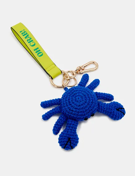 Porte-clés crabe bleu foncé et vert citron