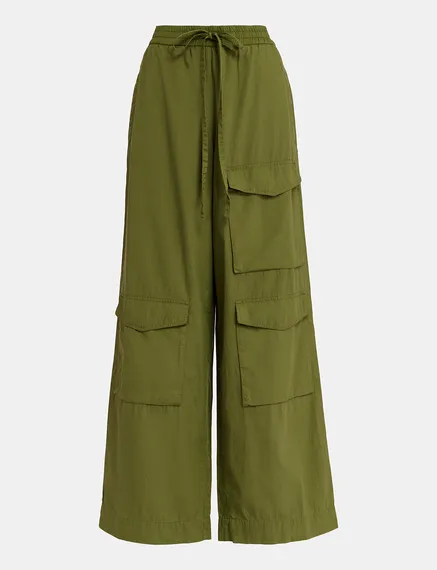 Khaki cotton cargo pants