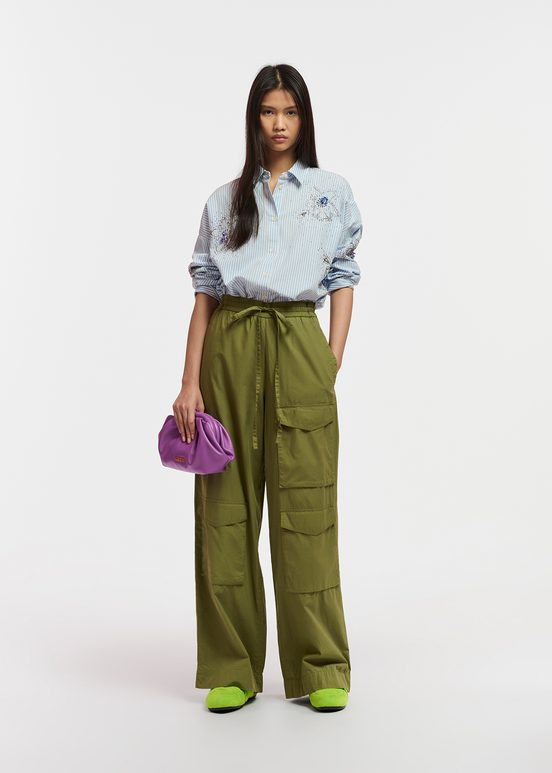 Khaki cotton cargo pants