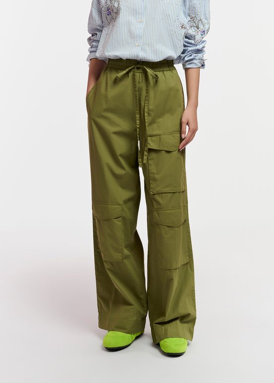 Khaki cotton cargo pants