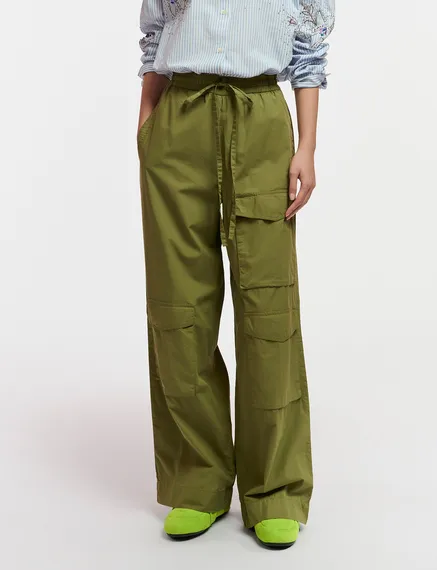 Khaki cotton cargo pants