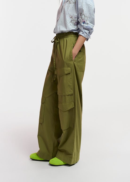 Khaki cotton cargo pants