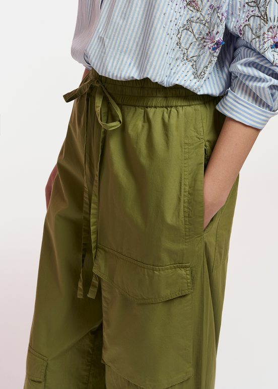 Khaki cotton cargo pants