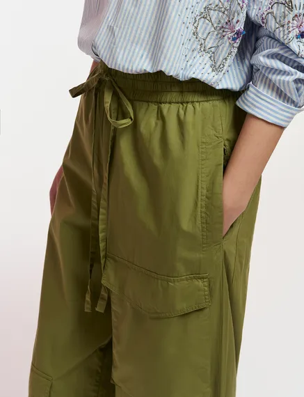 Khaki cotton cargo pants