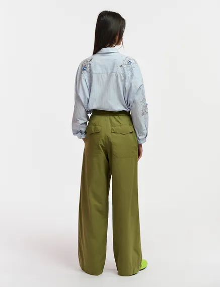 Khaki cotton cargo pants