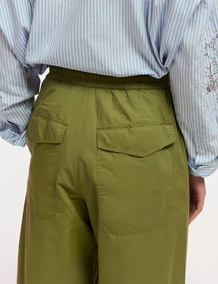 Khaki cotton cargo pants