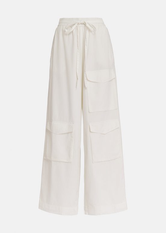 White cotton cargo pants