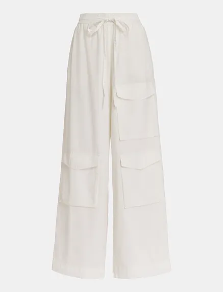 White cotton cargo pants