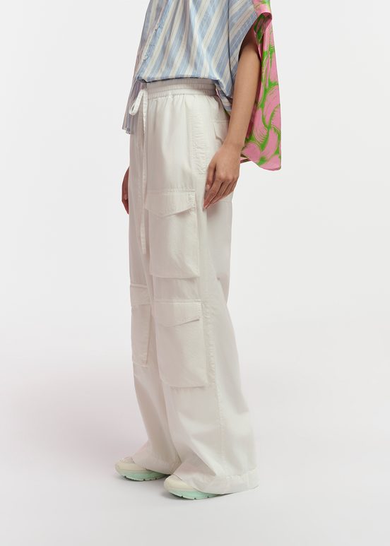 Pantalon treillis en coton blanc