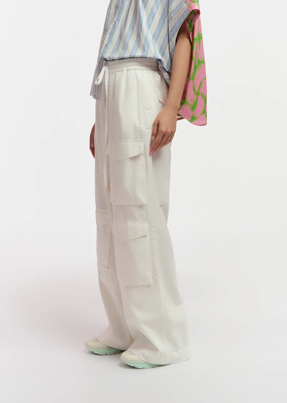White cotton cargo pants