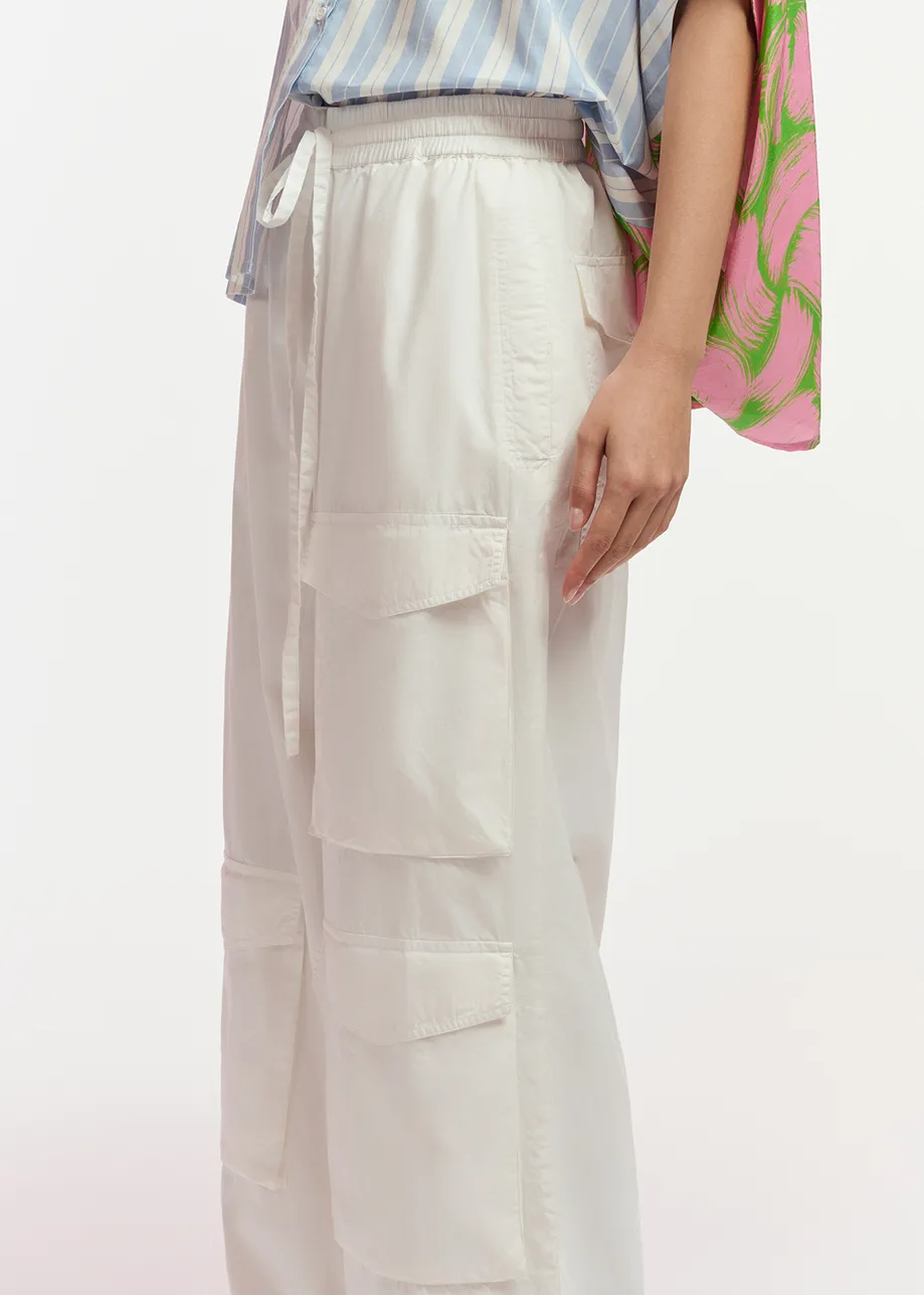 White cotton cargo pants