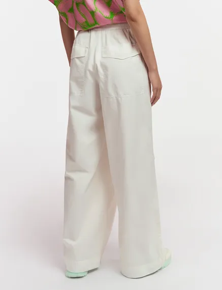 Pantalon treillis en coton blanc