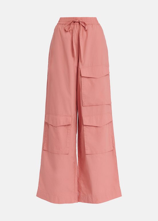 Pantalon treillis en coton vieux rose