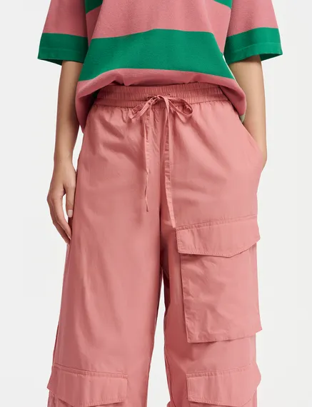 Vintage pink cotton cargo pants