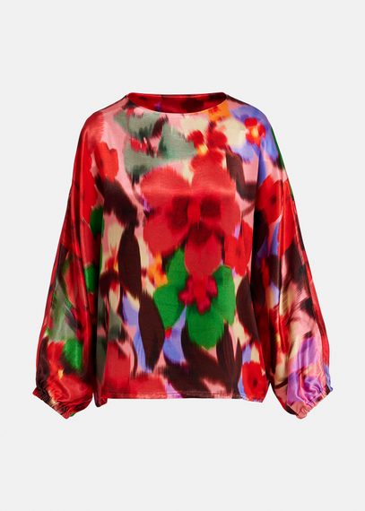 Multicolor floral print oversized top