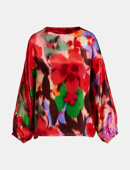 Multicolor floral print oversized top