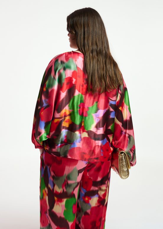 Multicolor floral print oversized top