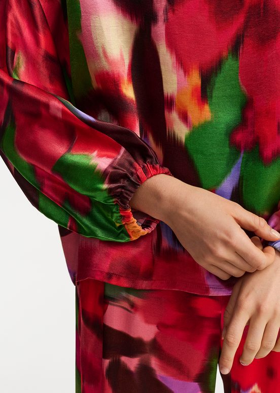 Multicolor floral print oversized top